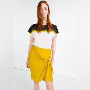 NWOT Zara mustard knotted wrap skirt
